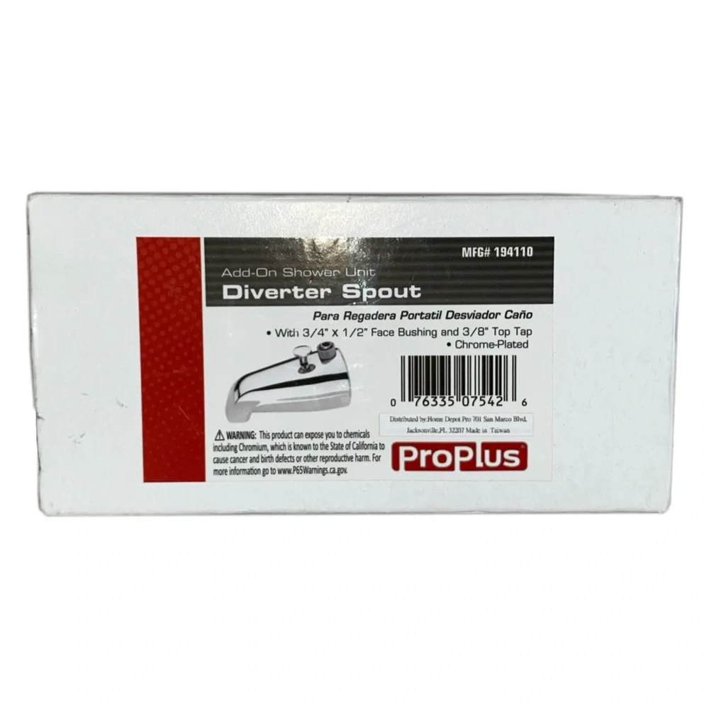 ProPlus Add-On Shower Unit Diverter Spout, 3/4” x 1/2” Face Bushing, MFG# 194110